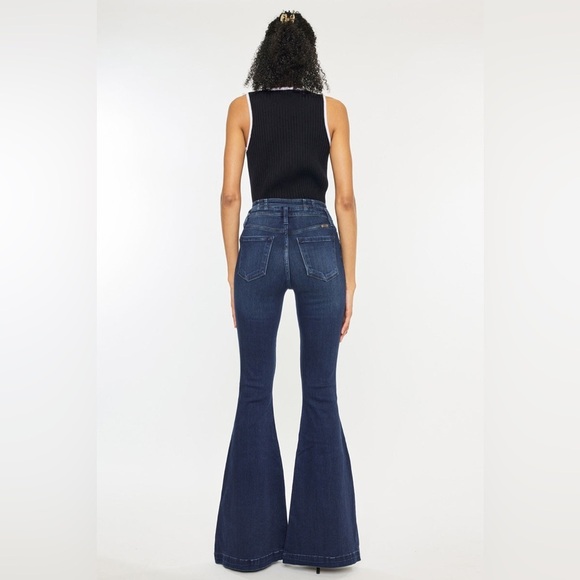 Kancan Elowen Mid Rise Super Flare Dark Wash Jeans Size 3 - Picture 3 of 15